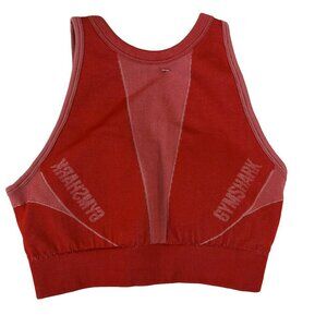 Gymshark Crop Tank Top Red Seamless Sports Bra Style Stretch Knit XS-S